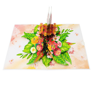 Carte de vœux 3D pop-up avec colibris colorés et motifs floraux, art papier artisanal - Product Image 2