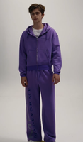 Ensemble unisexe personnalisé de pantalon et sweat à capuche surdimensionnés, coupe courte, avec double fermeture éclair et cordon de serrage aux poignets, brodé, fabrication sur mesure
