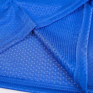 Blue V-Neck Mesh Football Jersey Short Sleeve Lightweight Polyester Sport T-Shirt <b>Red</b> Jersey - Product Image 6
