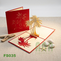 Tarjeta de Felicitación 3D Pop-up de Palmera, Hecha a Mano, Impresa Personalizada, de Alta Calidad, con Recorte de Papel, para Negocios, Agradecimiento, Regalo, Troquelada ANN
