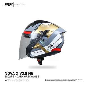 Casque demi-face JPX Nova X V2 avec motif X V2 N5, doté d'une double visière et d'un design élégant uni pour le motard moderne - Product Image 3