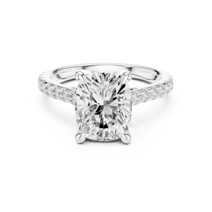 Anillo de Compromiso de Diseño Único en Oro Amarillo de 14K con Diamante de Corte Cojín de 4 CT, Certificado IGI, Diamante Cultivado en Laboratorio, Regalos de Aniversario y Boda - Product Image 6