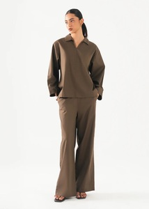 Camisas de Cuello Completo con Botones para Mujer, Ropa de Moda, Color Liso, Cierre de Botones, Diseño con Puños, Blusa, Camisa de Mujer - Product Image 1