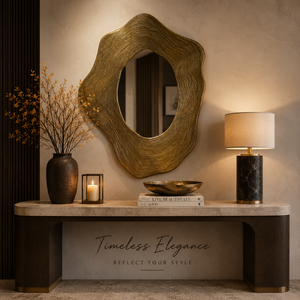 Luxury Organic Shape Gold Wall Mirror Modern Textured Decorative Accent Mirror Artistic Designer Frame for Living Room Bedroom - Product Image 2