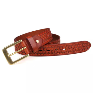 Ceinture décontractée en cuir véritable PRIMEFIELD ENTERPRISES, couleur unie, boucle ardillon en cuir de vachette, style robuste et durable - Product Image 4