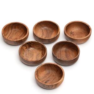 Ensemble de 6 bols de service en bois d'acacia naturel pour salades, chips, collations, décoration de cuisine, à prix d'usine avantageux - Product Image 2
