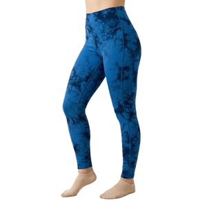 Conjunto Deportivo Tie Dye Azul para Mujer, Brasier Deportivo de Punto, Spandex, Poliéster, Transpirable, de Secado Rápido, Elástico, Ropa Deportiva, Ropa de Gimnasio, Yoga, Brasier y Leggings - Product Image 3