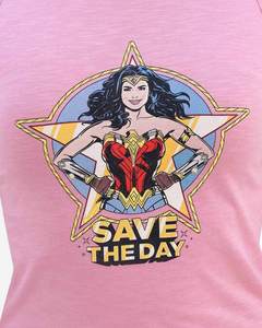 Wonder Woman Save The Day Débardeur rose pour femme, décontracté, sans manches, col rond, en coton, imprimé sur le devant - Product Image 4