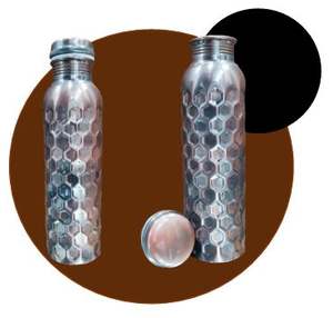 Bouteille d'eau traditionnelle indienne en cuivre pur, héritage ayurvédique, vaisselle pour le bien-être - Product Image 4