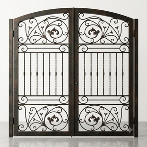 Portail double battant en fer forgé artisanal sur mesure, robuste, design européen, anti-rouille, thermolaqué pour jardin résidentiel - Product Image 1