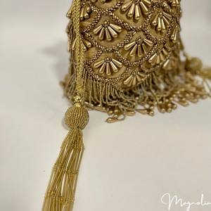 Handmade Silk Embroidered Bag With <b>Beaded</b> <b>Fringe</b> Flower Pattern Art Collectible By AALIYAN IMPEX - Product Image 5
