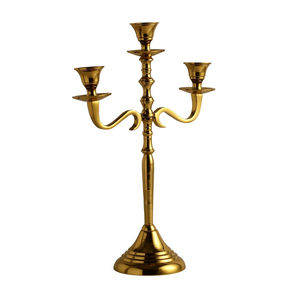 Three Arm <b>Gold</b> Candelabra Candle <b>Holders</b> Wedding Centerpiece Candelabra Decorative <b>Gold</b> Candle Stand Multi Arm <b>Candlestick</b> - Product Image 5