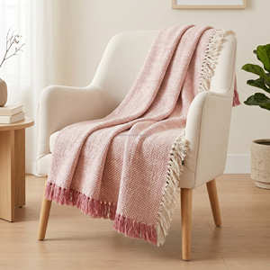 Manta de Algodón Tejido Texturizado de 130x170 cm con Flecos, Cubre Sofá Bohemio, Decoración para Habitación, Manta para Sofá de Uso Diario - Product Image 3