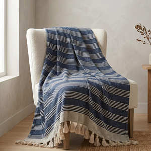 Linen Like Cotton Woven Throw with Subtle Neutral Texture for Contemporary Rustic <b>Sofa</b> and Relaxed Home Décor - Product Image 4