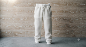 <b>White</b> Fleece Polyester Comfortable Soft <b>Jogger</b> Pants Men Elastic Waist Drawstring Casual Training Sweatpants Ribbed Cuff - Product Image 1