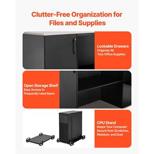 Scrivania Direzionale a L in Legno Resistente con Cassetti e Armadietto, Grande Scrivania Moderna per Computer con Spazio per CPU - Product Image 4