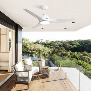 Ventilatore da soffitto Bredoom da 52 pollici bianco con luce LED e telecomando a 6 velocità, 3 pale in ABS per patio - Product Image 6