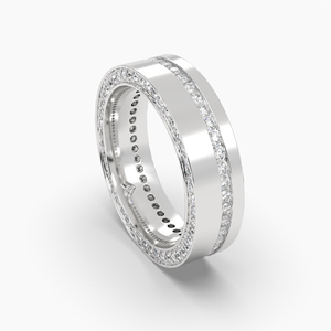 Bead Bright Setting 1,51 CTW Banda para hombre Moissanite brillante redondo en plata 925 - Product Image 3
