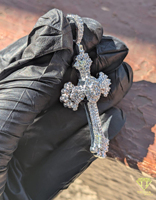 Pendentif Croix Glacée avec Diamants Moissanite VVS Entièrement Sertis, Bijoux Hip Hop en Argent 925