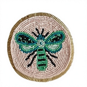 Handmade Summer Modern Round Durable <b>Coaster</b> Set of 4 Colorful Glass <b>Beads</b> Table Mat From India by KANT K PRIVATE LIMITED - Product Image 4