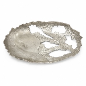 Handcrafted Modern Aluminium Decorative Centerpiece Tray with Organic Cutout Design for Diwali Home Decor - Product Image 3