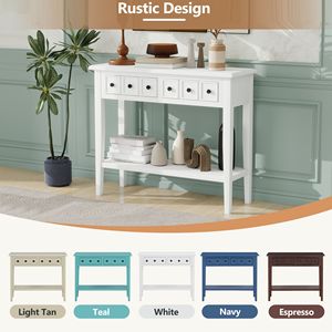 Consolle Rustica con Ripiano Aperto e Gambe in Legno di Gomma per Ingressi, Soggiorni e Corridoi - Product Image 6