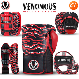 Venomous Custom Red Lace Up Boxing <b>Gloves</b> PU Leather Sparring Training <b>Gloves</b> for Muay Thai Kickboxing MMA - Product Image 6
