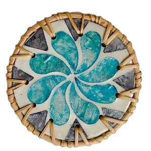 Glamorous Rattan Dining Mat Natural Shell Inlay Handmade Woven <b>Placemat</b> for Anniversary Gift - Product Image 2