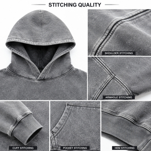 Sweat-shirts à capuche pour hommes 2026 haut de gamme, style tendance, effet délavé, motif uni, coupe confortable, matière durable, apparence élégante, service OEM - Product Image 6