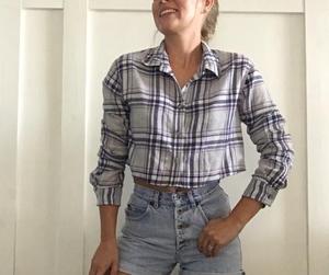 Custom Women's Plus Size Spring Casual Short Sleeve <b>Crop</b> Flannel Shirt Plaid Button-Up OEM 100% Cotton Eco-Friendly <b>Top</b> - Product Image 4