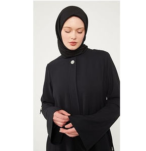 Robes Abaya pour femmes musulmanes, élégantes, unies, col rond, décontractées, amples, plissées, longues, Burqa, Abayas arabes respirantes - Product Image 6