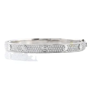 High Quality Trendy Fine Jewelry Wholesaler Pave Set Round Cut VVS Moissanite Diamond Open Lock Bangle For Men Women