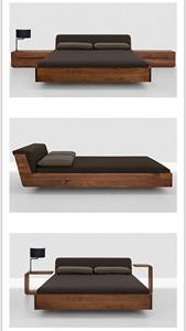 Modern Minimalist Teak Wood Platform Bed with Built-In <b>Side</b> <b>Table</b> <b>Storage</b> - Product Image 2