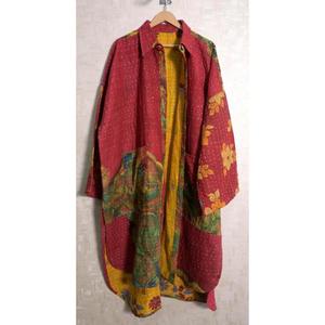Chaqueta Kantha india hecha a mano, abrigo largo bohemio de algodón vintage con patchwork, ropa exterior estampada para mujer - Product Image 3