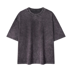 Men's Vintage Acid Wash 100% Cotton Boxy Fit T-Shirt Custom Logo Oversized Heavyweight Breathable Streetwear Loose Fit - Product Image 5