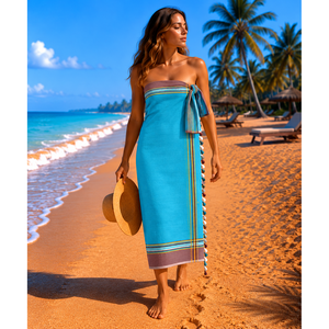 Serviette de plage Kikoy à rayures teintes en fil, design personnalisé, serviette de plage turque Kikoy à prix de gros, exportateur en Inde. - Product Image 3
