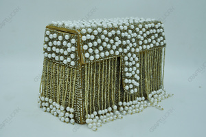 Bolso de mano de lujo con perlas hechas a mano al por mayor, cartera de noche, bolso de fiesta nupcial para mujer, OEM ODM, marca privada - Product Image 3