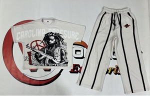 Custom Winter Casual Two-Piece <b>Strips</b> Baggy Pants Sets Full Sleeve T-Shirts Men's Cotton Tracksuit DTF Printing Lightweight - Product Image 6