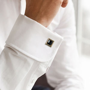 Boutons de manchette de luxe en météorite noire facettée plaqués or 18 carats - Pierre précieuse Feng Shui pour homme |   MSDADEG006 |   Collection Tinh Vu |   Vietnam - Product Image 3