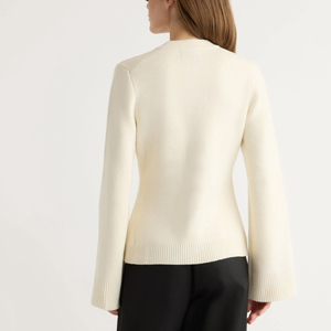 Cárdigan de punto moderno para mujer con textura cálida para colecciones de temporada, manga larga, botones frontales, liso, cárdigan de otoño para mujer - Product Image 2