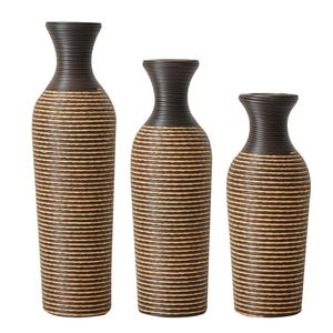 Juego de 3 Jarrones de Piso Clásicos en Beige y Negro con Soportes Altos Independientes para Flores Artificiales - Product Image 2