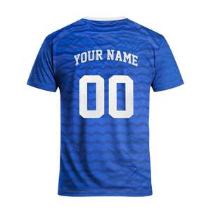 Maillots de football à manches courtes respirants, imprimés par sublimation, personnalisables à faible MOQ, avec logo et numéros d'équipe, 100 % polyester - Product Image 2