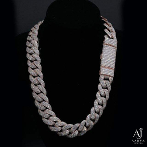 AARVA JEWELS Unisex 925 Silver Link Chain <b>Statement</b> <b>Necklace</b> Freshwater Pearl Star Shape Moissanite Brilliant Cut Hiphop Style - Product Image 1