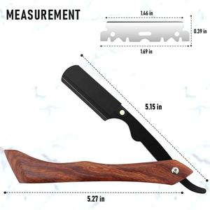 Wood Handle Straight <b>Razor</b> Stainless Steel Blade Single Blade For Face Shaving Smooth & Comfortable Professional - Product Image 1