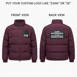 Premium Quality Polyester 500 GSM Hooded Waterproof Windproof Camouflage Pattern <b>Puffer</b> <b>Jacket</b> <b>Burgundy</b> Quilted Panels Warm - Product Image 1