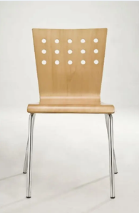Modern Beech Wood <b>Dining</b> <b>Chair</b> with Chrome Legs <b>Stackable</b> Minimalist Design for Home Furniture - Product Image 1
