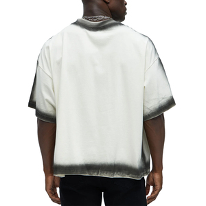 T-shirt en coton tie-dye surdimensionné pour homme, manches courtes, col rond, style streetwear, couleur unie, tricoté, coupe classique - Product Image 2
