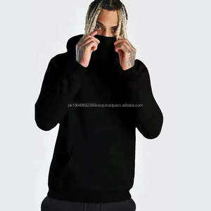 Hot Selling Men's Acid Washed <b>Hoodie</b> Heavy Cotton Balaclava with Full Zip Masked Zipper Solid Pattern Winter <b>Ninja</b> Hooded Coat - Product Image 1