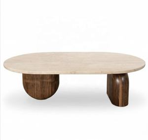 Mesa de centro de mármol y madera para sala de estar de la India - Product Image 1