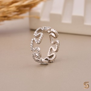 Anillo de Eternidad de Diamantes Moissanite en Zig Zag de Oro Blanco de 18K |   Anillo de Eternidad Completo de 0.56 CT |   Anillo Apilable Ondulado |   Hermanos Satani - Product Image 3